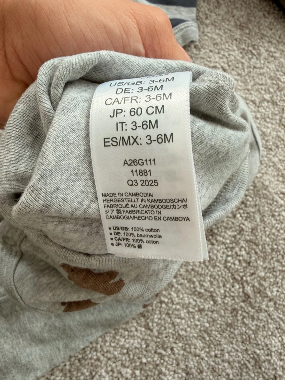 Carter’s Striped Baby Onesies in Gray, Brown, Navy - Picture 4 of 4